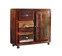 M MASSIVMOEBEL24 KOLONIALMOEBEL24.DE Buffet avec roulettes - Bois Massif recyclé laqué (Multicolore) - Inspiration Ethnique - FREEZY #08