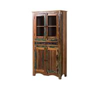 M MASSIVMOEBEL24 KOLONIALMOEBEL24.DE Buffet avec vitrine - Bois Massif recyclé Multicolore laqué - Inspiration Ethnique - Nature of Spirit #08