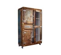 M MASSIVMOEBEL24 KOLONIALMOEBEL24.DE Buffet avec vitrine et roulettes - Bois Massif recyclé laqué (Multicolore) - Inspiration Ethnique - FREEZY #34