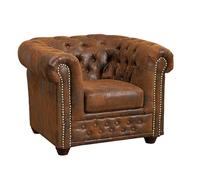 M MASSIVMOEBEL24 KOLONIALMOEBEL24.DE Fauteuil (Brun Café) - Chesterfield