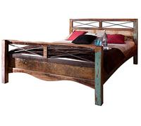 M MASSIVMOEBEL24 KOLONIALMOEBEL24.DE Lit 180x200cm - Bois Massif recyclé Multicolore laqué - Inspiration Ethnique - Nature of Spirit #47