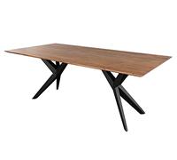 M MASSIVMOEBEL24 KOLONIALMOEBEL24.DE Table à Manger 180x90cm - Bois d'acacia laqué (Bois Naturel/Anthracite Mat) - Swiss Edge #20