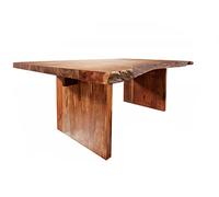 M MASSIVMOEBEL24 KOLONIALMOEBEL24.DE Table à Manger 270x110cm - Bois Massif d'acacia laqué (Noisette) - Design Naturel - Freeform #113