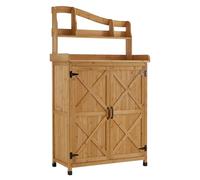 M MCombo 0439 Table de jardinage d'extérieur résistante aux intempéries avec plan de travail en bois pour jardin, balcon et terrasse (naturel)