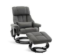 M MCombo 9066 Fauteuil de Relaxation avec Tabouret, Fauteuil TV pivotant Moderne avec Fonction Chaise Longue, Coussin et Poche latérale, sans Fonction Massage, pour Le Salon (Microfibre, Gris)