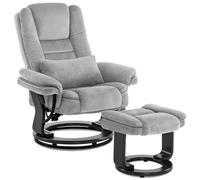 M MCombo 9099 - Fauteuil de relaxation avec fonction allongée, fauteuil de lecture - Pivotant à 360° - Avec tabouret, coussin et poche latérale - Charge maximale : 120 kg - Pour le salon - Tissu