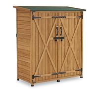 M MCombo - Abri de jardin en bois résistant aux intempéries, petit abri de jardin pour l'extérieur et le balcon, 122×60×137 cm, 0707 (Nature)