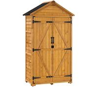 M MCombo Armoire de jardin en bois 1000D, Petite maison de jardin résistante aux intempéries (Naturel)