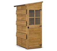 M MCombo Armoire de Jardin en Bois, abri de Jardin résistant aux intempéries, étanche à l'eau, pour l'extérieur Balcon terrasse, Armoire de Rangement avec étagère réglable 86×120×201 cm (Nature)