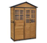 M MCombo Armoire de Jardin en Bois avec Structure métallique 3 étagères, abri Jardin étanche, Rangement extérieur pour terrasse 74x145x200cm, 0937 (Nature)
