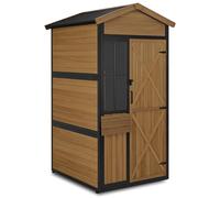 M MCombo Armoire de Jardin en Bois avec Structure métallique et 3 étagères, abri à Outils résistant aux intempéries, abri de Jardin d'extérieur étanche, 2750 (Naturel)