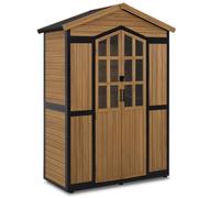 M MCombo Armoire de Jardin en Bois avec Structure métallique et 6 étagères, abri à Outils résistant aux intempéries, abri de Jardin d'extérieur étanche, Armoire de Rangement, 2749 (Naturel)