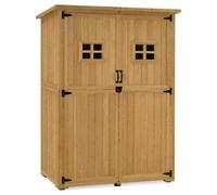 M MCombo Armoire de Jardin en Bois, Petite Maison de Jardin résistante aux intempéries, abri de Jardin Outdoor, pour l'extérieur Balcon Terrasse, 127×59×168 cm, 0912 (Naturel)