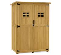 M MCombo Armoire de Jardin en Bois, Petite Maison de Jardin résistante aux intempéries, abri de Jardin Outdoor, pour l'extérieur Balcon Terrasse, 59×127×168 cm, 0912D-F (Nature)
