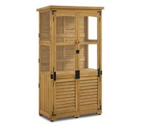 M MCombo Armoire de jardin en bois,Résistant aux intempéries, abri de jardin extérieur pour terrasse balcon 0120D