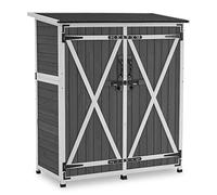 M MCombo Armoire de jardin en bois, résistante aux intempéries, petite cabane de jardin, pour l'extérieur, balcon et terrasse, 122 x 60 x 137 cm, 0707 (gris)
