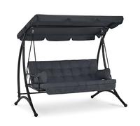 M MCombo balancelle Hollywood 3 Places avec Fonction de lit, avec Coussin d'assise Extra épais et Toit Solaire, balançoire de Jardin pouvant Supporter jusqu'à 300 kg, 202x125x173 cm 4095 (Gris)