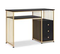M MCombo Bureau avec tiroirs table à clous châssis métallique noir-or 2407GBK