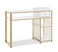 M MCombo Bureau avec tiroirs table à ongles avec étagère table de manucure en bois structure métallique 2498