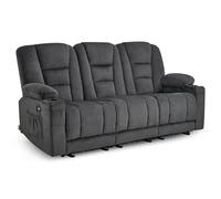 M MCombo Canapé électrique 3 Places avec Fonction Sommeil, canapé Relax 3 Places avec Bouton réglable à 150°, Chaise de cinéma avec Fonction inclinable, USB & Porte-gobelet, 7009 (Gris)
