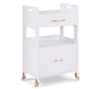 M MCombo Chariot de service avec roues et tiroirs, chariot de coiffure blanc, avec 2 étagères, trolley de salon pour salle de bain, salon, 0055-N