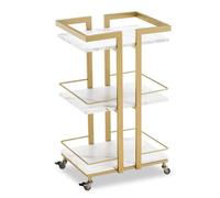 M MCombo Chariot de service moderne à roulettes 0033 - Chariot de bar à 3 niveaux - Pivotant à 360-Pour cuisine, salon