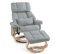 M MCombo de Relaxation avec Pouf, TV pivotant à 360° avec Fonction Chaise Longue, supporte jusqu'à 120 Kg, de Relaxation Moderne pour Le Salon, 9066 (Microfibre, Gris Clair)