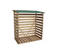 M MCombo Étagère en bois d'extérieur - Accessoires de cheminée à 2 niveaux - Étagère à bois de chauffage avec couvercle étanche -Marron (64x116x123)