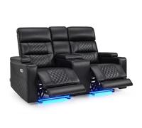 M MCombo Fauteuil cinéma 2 Places, réglable électriquement, Zero-Gravity, Appui-tête réglable, canapé 2 Places avec Fonction lit, Coussin d'assise en Mousse Pleine 35D 7705