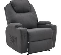 M MCombo Fauteuil de Relaxation électrique Fauteuil de Massage Fauteuil TV Fonction inclinable Chauffage par Vibrations Nouveau modèle 7061 (Microfibre, Gris Foncé)