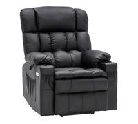 M MCombo Fauteuil électrique 7546BK, avec 3 moteurs réglables séparément, Fauteuil pour télé avec USB (Noir Similicuir)