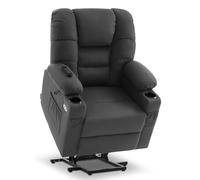 M MCombo Fauteuil électrique avec 3 Moteurs, Dossier et Support de Jambe réglables, Fonction Relaxation et Couchage jusqu'à 170°, Appui-tête réglable 7550 (Gris foncé)