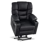 M MCombo Fauteuil électrique avec 3 Moteurs, Dossier et Support de Jambe réglables, Fonction Relaxation et Couchage jusqu'à 170°, Appui-tête réglable 7550 (Noir)