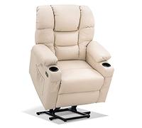 M MCombo Fauteuil électrique avec 3 Moteurs, Dossier et Support de Jambe réglables, Fonction Relaxation et Couchage jusqu'à 170°, Appui-tête réglable 7550 (Blanc crème)