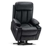 M MCombo Fauteuil inclinable avec Aide à la Position Debout et Fonction d’Inclinaison 7190, Chaise TV réglable électriquement, pour Salon pour Personnes âgées, USB (Similicuir Noir)