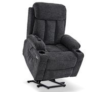 M MCombo Fauteuil inclinable avec Aide à la Position Debout et Fonction d’Inclinaison 7190, Chaise TV réglable électriquement, pour Salon pour Personnes âgées, USB (Tissu Gris foncé)