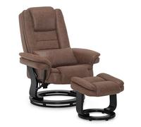 M MCombo Fauteuil Relax avec Fonction inclinable, Fauteuil de Lecture, pivotant à 360°, avec Pouf, Coussin et Poche latérale, jusqu'à 120 kg, pour Le Salon, 9099 (Microfibre, Brune)