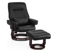 M MCombo Fauteuil relax avec fonction inclinable fauteuil de lecture pivotant à 360° avec repose-pieds modèle 9035(Noir)