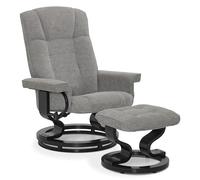 M MCombo Fauteuil Relax avec Pouf, Fauteuil TV pivotant à 360° avec Fonction Chaise Longue, Fauteuil TV supportant jusqu'à 120 Kg, Fauteuil de Repos pour Le Salon, 9019 (Tissu, Gris Clair)