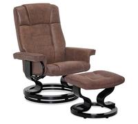 M MCombo Fauteuil Relax avec Pouf, Fauteuil TV pivotant à 360° avec Fonction Chaise Longue, Fauteuil TV supportant jusqu'à 120 Kg, Fauteuil de Repos pour Le Salon, 9019 (Microfibre, Brun)