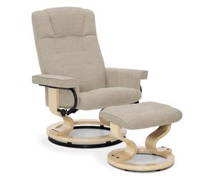 M MCombo Fauteuil Relax avec Pouf, Fauteuil TV pivotant à 360° avec Fonction Chaise Longue, Fauteuil TV supportant jusqu'à 120 Kg, Fauteuil de Repos pour Le Salon, 9019 (Tissu, Beige)