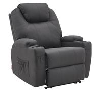 M MCombo Fauteuil relax électrique Fauteuil de massage Fauteuil TV Fonction de couchage Vibration Chauffage 7061 (Gris foncé -Microfibre)