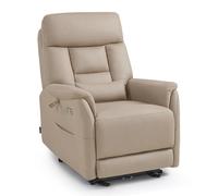 M MCombo Fauteuil Relax Électrique Réglable, Fauteuil TV à 3 cm du Mur, Ports USB & Type-C et Coussin Lombaire, Salon, 7063(Marron Beige)
