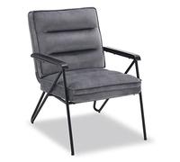 M MCombo Fauteuil relax gris, fauteuil rembourré confortable, chaise de salon moderne, fauteuil TV, velours, 4750-1 (sans tabouret)