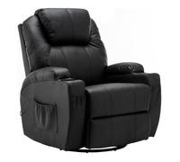M MCombo Fauteuil TV 7020BK, avec chauffage pivotant à 360°, réglage manuel (cuir mimétique noir)