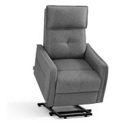 M MCombo Fauteuil TV avec Aide à la Levée Électrique, Fauteuil TV avec Fonction Inclinaison jusqu'à 135°, Massage & Chauffage, Petit Fauteuil releveur, Fauteuil Senior pour Salon 7027 (Gris)