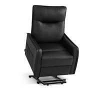 M MCombo Fauteuil TV avec Aide à la Levée Électrique, Fauteuil TV avec Fonction Inclinaison jusqu'à 140°, Massage & Chauffage, Petit Fauteuil releveur, Fauteuil Senior pour Salon 7089 (Noir)
