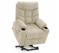 M MCombo Fauteuil TV avec Aide à la montée électrique, Fauteuil avec Aide à la montée, avec USB 7286 (Tissu, Beige)