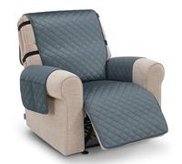 M MCombo Housse de Fauteuil pour Fauteuil Relax, Imperméable & Anti-Dérapante, Chaude et Douce, avec Accoudoirs & Pochettes, Housse de Protection Anti-Griffes pour Canapé Télé C1815 (Gris/Velours)