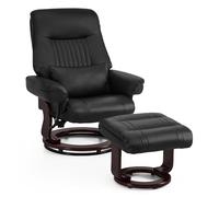 M MCombo Relax avec Fonction inclinable, pivotant à 360° avec Repose-Pieds, Coussin et Poche latérale, capacité Jusqu’à 120 kg, pour Salon, modèle 9035 (Noir-Similicuir)